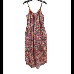 Angie Multi Color Print High Low Sleeveless Dress. Size Medium.